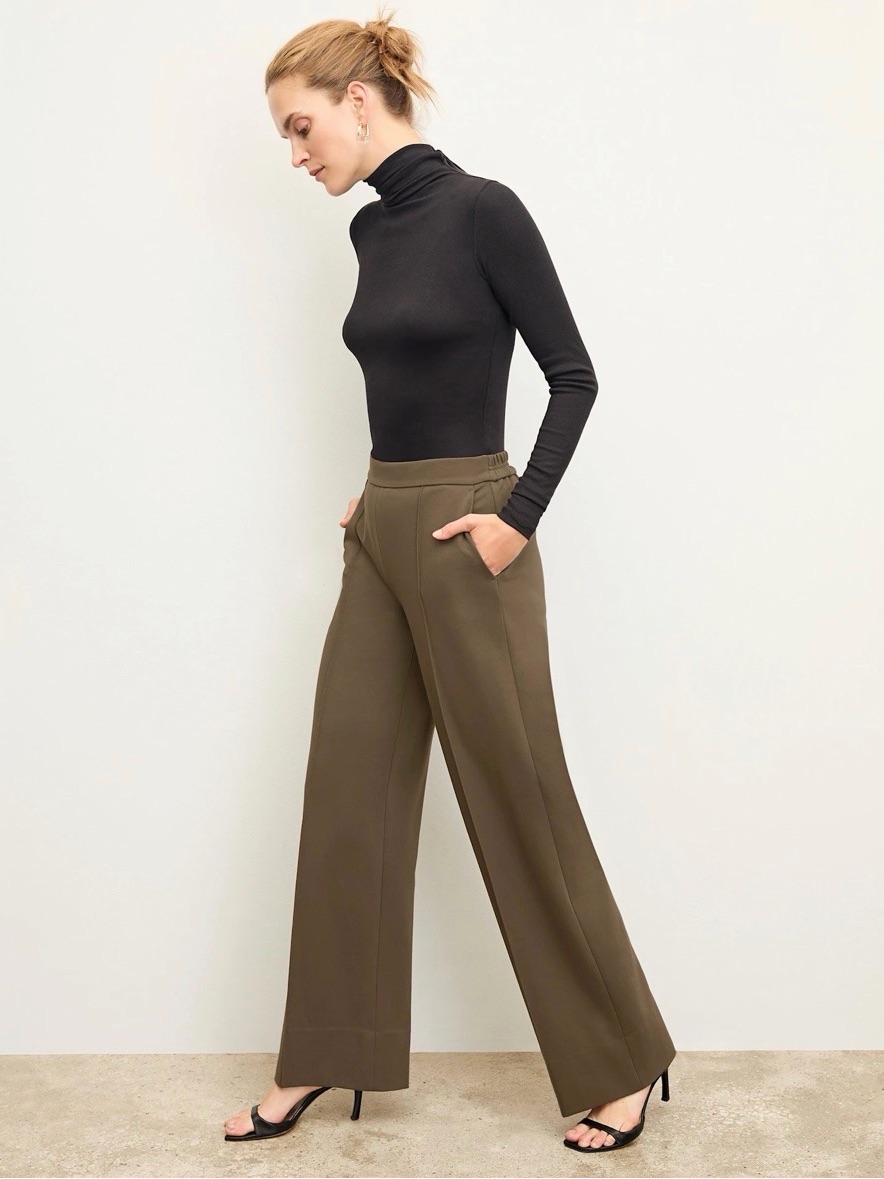M.M.Lafleur Jordan Wide Leg Pull-On Pants Taupe Brown Size 14 Quiet Luxury